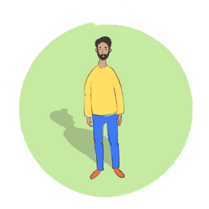 Cartoon image of man standing.
